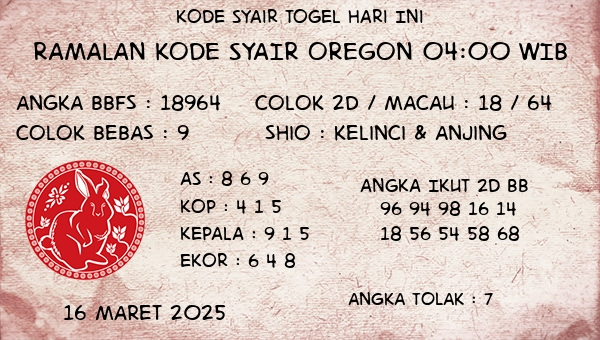 Prediksi Oregon 04:00 WIB