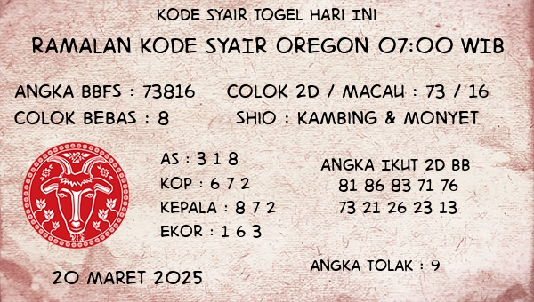 Prediksi Oregon 07:00 WIB