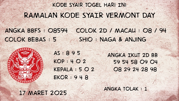 Prediksi Vermont Day