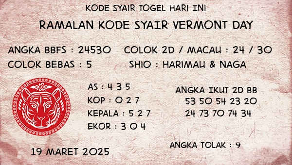 Prediksi Vermont Day